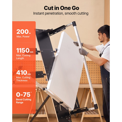 Κόφτης αφρού θερμού σύρματος VEVOR, ανεξάρτητος κόφτης φελιζόλ 200W με 6 τεμάχια σύρματα θέρμανσης νικελίου-χρωμίου, επαγγελματικό ηλεκτρικό εργαλείο κοπής με μέγιστο μήκος κοπής 1150 mm για αφρό, σφουγγάρι, σανίδα KT