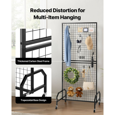 Πακέτα 2 πάνελ τοίχου VEVOR με πλέγμα, ράφι προβολής πάνελ συρμάτινου πλέγματος 898 x 1798 mm, κινητό ράφι προβολής έργων τέχνης με ρόδες και 10 γάντζους, μαύρο πλέγμα από ανθρακούχο χάλυβα για έκθεση χειροτεχνίας, διακόσμηση, αποθήκευση, πίνακα ανακοινώσεων