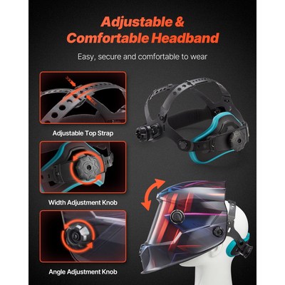 Κράνος συγκόλλησης VEVOR με αυτόματη σκούρωση σε πραγματικό χρώμα, κουκούλα συγκόλλησης 100 x 80 mm με ηλιακή ενέργεια, μάσκα συγκόλλησης με 4 αισθητήρες τόξου, φαρδύ σκίαστρο 4/5-9/9-13 για λείανση κοπής συγκόλλησης TIG MIG ARC - Σειρά METIS