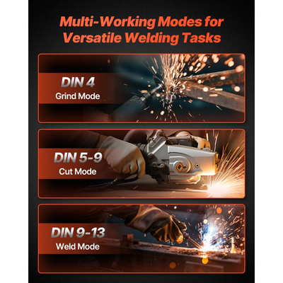 Κράνος συγκόλλησης VEVOR με αυτόματη σκούρωση σε πραγματικό χρώμα, κουκούλα συγκόλλησης 100 x 80 mm με ηλιακή ενέργεια, μάσκα συγκόλλησης με 4 αισθητήρες τόξου, φαρδύ σκίαστρο 4/5-9/9-13 για λείανση κοπής συγκόλλησης TIG MIG ARC - Σειρά METIS