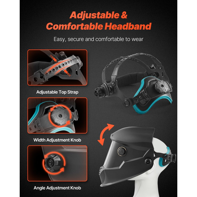 Κράνος συγκόλλησης VEVOR Αυτόματο σκούρο χρώμα, κουκούλα συγκόλλησης πραγματικού χρώματος 100 x 59,4 mm, μάσκα συγκόλλησης με ηλιακή ενέργεια και 4 αισθητήρες τόξου, φαρδύ σκίαστρο 4/5-9/9-13 για συγκόλληση TIG MIG ARC, λείανση, κοπή - Σειρά METIS