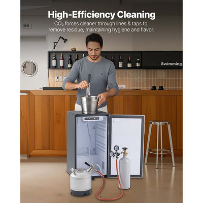 Βαρέλι καθαρισμού VEVOR, Κιτ καθαρισμού γραμμών βαρελιού 6,5 λίτρων με σύνδεση D και λαστιχένια βάση, Καθαριστικό γραμμών μπύρας που χρησιμοποιείται για τον καθαρισμό γραμμών μπύρας, Κιτ καθαρισμού γραμμών μπύρας από ανοξείδωτο ατσάλι 304