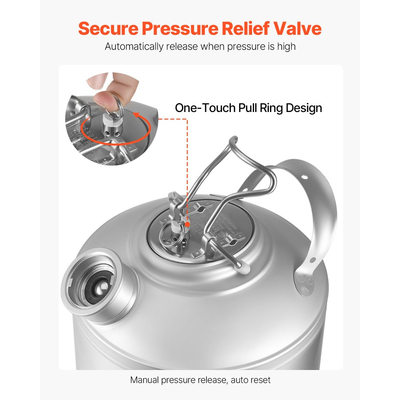 Βαρέλι καθαρισμού VEVOR, Κιτ καθαρισμού γραμμών βαρελιού 6,5 λίτρων με σύνδεση D και λαστιχένια βάση, Καθαριστικό γραμμών μπύρας που χρησιμοποιείται για τον καθαρισμό γραμμών μπύρας, Κιτ καθαρισμού γραμμών μπύρας από ανοξείδωτο ατσάλι 304