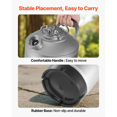 Βαρέλι καθαρισμού VEVOR, Κιτ καθαρισμού γραμμών βαρελιού 6,5 λίτρων με σύνδεση D και λαστιχένια βάση, Καθαριστικό γραμμών μπύρας που χρησιμοποιείται για τον καθαρισμό γραμμών μπύρας, Κιτ καθαρισμού γραμμών μπύρας από ανοξείδωτο ατσάλι 304