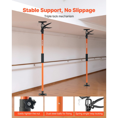 Στύλος στήριξης γρύλου ντουλαπιού VEVOR, 4 τεμάχια, τηλεσκοπική ράβδος γρήγορης στήριξης από χάλυβα 116-290 cm, ρυθμιζόμενο σύστημα τρίτου χεριού, χωρητικότητα έως 70 kg για εγκατάσταση ντουλαπιών, ανύψωση γυψοσανίδας, μπάρες φορτίου