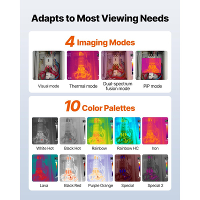 Θερμική κάμερα VEVOR, ανάλυση IR 384 x 288, φορητή θερμική κάμερα απεικόνισης με οπτική κάμερα 5MP, υπέρυθρη απεικόνιση με ρυθμό ανανέωσης 30HZ με οθόνη αφής 3,5 ιντσών, από -4°F έως 1022°F, υποστήριξη WIFI