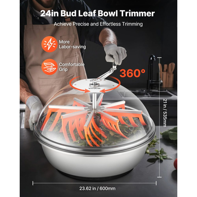 Χλοοκοπτικό VEVOR Bud Leaf Bowl, Χειροκίνητο ψαλίδι μπουμπουκιών 600 mm, με αιχμηρές λεπίδες από ανοξείδωτο ατσάλι, οπτική κοπή, μηχανή υδροπονικής κοπής υγρής και ξηρής, περιστρεφόμενη περιστροφή για φυτά, φύλλα, μπουμπούκια, λουλούδια