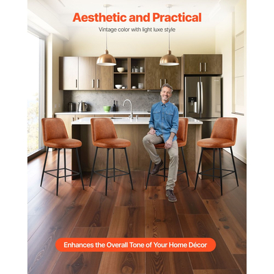 Σετ 3 σκαμπό μπαρ VEVOR, σκαμπό μπαρ με περιστρεφόμενο ύψος πάγκου 69cm, μοντέρνο σκαμπό μπαρ από δέρμα PU με πλάτη και μεταλλικά πόδια, καρέκλα μπαρ χωρίς μπράτσα, σκαμπό μπαρ νησίδας για κουζίνα, τραπεζαρία, καφέ