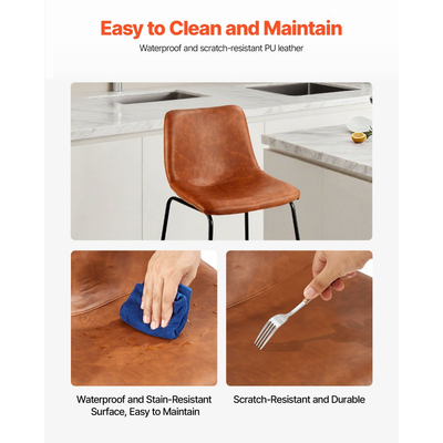 Σετ 4 σκαμπό μπαρ VEVOR, σκαμπό ύψους πάγκου 65cm, μοντέρνο σκαμπό μπαρ από δέρμα PU με πλάτη, μεταλλικά πόδια, καρέκλα μπαρ εύκολης συναρμολόγησης χωρίς μπράτσα, σκαμπό μπαρ νησίδας για κουζίνα, τραπεζαρία, καφέ