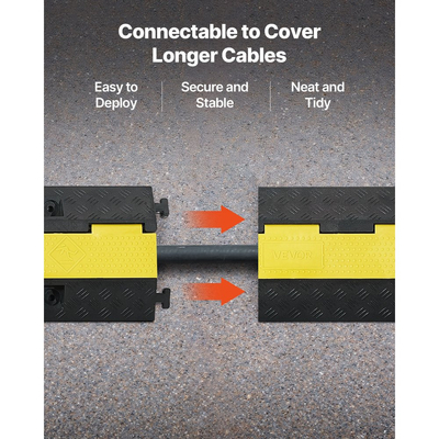 Ράμπα προστασίας καλωδίων VEVOR, χωρητικότητα 9.979 kg/άξονα, κάλυμμα εύκαμπτου σωλήνα από καουτσούκ βαρέως τύπου 1 καναλιού, κανάλι 70 x 50 mm, σαμαράκι ταχύτητας κυκλοφορίας με άνοιγμα στο πάνω μέρος, για εσωτερική και εξωτερική χρήση, 1 τεμάχιο