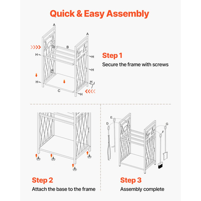 Ράφι καυσόξυλων VEVOR εσωτερικού χώρου, Θήκη καυσόξυλων 45,5 cm 2 επιπέδων με εργαλεία τζακιού, βούρτσα, φτυάρι, πόκερ, λαβίδες, Ράφι ξύλου βαρέως τύπου, χωρητικότητα βάρους 400 λίβρες, Στοιβακτής αποθήκευσης σωρών ξύλων για τζάκι