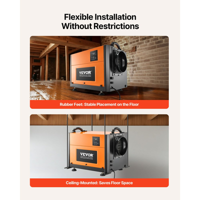 Αφυγραντήρας VEVOR 50 Pints ​​για επαγγελματικούς χώρους με σωλήνα αποστράγγισης, φορητοί αφυγραντήρες χώρου για αποθήκευση υπογείου βιομηχανικής ποιότητας, αυτόματη απόψυξη/αποστράγγιση, γαλβανισμένος χάλυβας βαρέως τύπου, ένδειξη LED