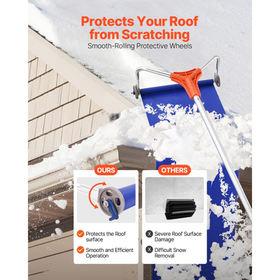 Ξύστρα χιονιού VEVOR, λεπίδα αλουμινίου 27cm, ρυθμιζόμενη ξύστρα χιονιού στέγης 1,25-5,24 m με ρόδες και ολίσθηση, εργαλείο αφαίρεσης ελαφρού χιονιού για καθαρισμό φύλλων στέγης σπιτιού και υπολειμμάτων