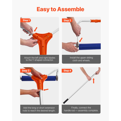 Ξύστρα χιονιού VEVOR, λεπίδα αλουμινίου 27cm, ρυθμιζόμενη ξύστρα χιονιού στέγης 1,25-5,24 m με ρόδες και ολίσθηση, εργαλείο αφαίρεσης ελαφρού χιονιού για καθαρισμό φύλλων στέγης σπιτιού και υπολειμμάτων