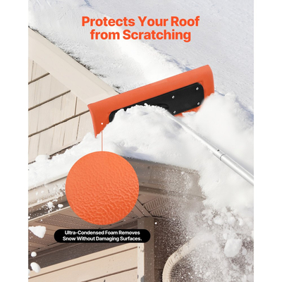 Τσουγκράνα VEVOR για χιονοστρωτήρες, λεπίδα αφρού 45cm, ρυθμιζόμενη ξύστρα χιονιού στέγης 2,25-5,62 m, σωλήνες επέκτασης και αντιολισθητική λαβή, εργαλείο αφαίρεσης ελαφρού χιονιού για καθαρισμό φύλλων σπιτιού και υπολειμμάτων