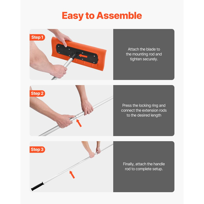 Τσουγκράνα VEVOR για χιονοστρωτήρες, λεπίδα αφρού 45cm, ρυθμιζόμενη ξύστρα χιονιού στέγης 2,25-5,62 m, σωλήνες επέκτασης και αντιολισθητική λαβή, εργαλείο αφαίρεσης ελαφρού χιονιού για καθαρισμό φύλλων σπιτιού και υπολειμμάτων