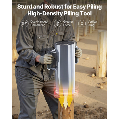 Οδηγός στύλων περίφραξης VEVOR, βαρέως τύπου οδηγός στύλων T με λαβές, μεταλλικός χειροκίνητος σφυρί για κανάλι U, ξύλινος φράχτης, ταιριάζει σε στύλους T με εσωτερική διάμετρο έως 6,1 ίντσες, ιδανικό για αγρόκτημα, κήπο, αυλή
