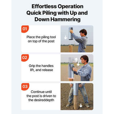 Οδηγός στύλων περίφραξης VEVOR, βαρέως τύπου οδηγός στύλων T με λαβές, μεταλλικός χειροκίνητος σφυρί για κανάλι U, ξύλινος φράχτης, ταιριάζει σε στύλους T με εσωτερική διάμετρο έως 6,1 ίντσες, ιδανικό για αγρόκτημα, κήπο, αυλή