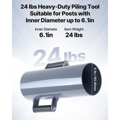 Οδηγός στύλων περίφραξης VEVOR, βαρέως τύπου οδηγός στύλων T με λαβές, μεταλλικός χειροκίνητος σφυρί για κανάλι U, ξύλινος φράχτης, ταιριάζει σε στύλους T με εσωτερική διάμετρο έως 6,1 ίντσες, ιδανικό για αγρόκτημα, κήπο, αυλή