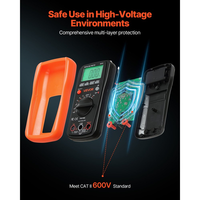 Ψηφιακό πολύμετρο VEVOR, βολτόμετρο TRMS DC/AC 4000 μετρήσεων, πολύμετρο αυτόματης ρύθμισης εύρους για ρεύμα, τάση, αντίσταση, χωρητικότητα, θερμοκρασία, δίοδοι, συνέχεια, μετρήσεις κύκλου λειτουργίας