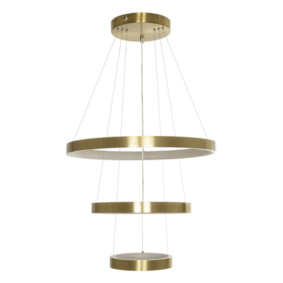 GLOBOSTAR® NEMESIS TRIO 61169-DECO Μοντέρνο Κρεμαστό Φωτιστικό Οροφής LED 100W 12123lm 360° AC 220-240V IP20 Ρυθμιζόμενο Λευκό CCT με Χειριστήριο από 2700K έως 6000K Dimmable - Lumileds SMD Chip - Χρυσό Βούρτσας - Μ60 x Π60 x Υ60cm - 3 Χρόνια Εγγύηση