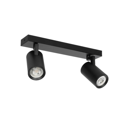 kelvo® SPOTA KLV-101-0136 Μοντέρνο Κινούμενο Φωτιστικό Σποτ Οροφής με Ντουί 2 x GU10 90° AC 220-240V IP20 - Μαύρο Ματ - Μ30 x Π6 x Υ14.5cm