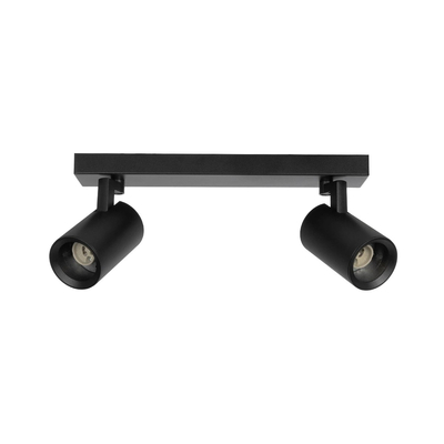 kelvo® SPOTA KLV-101-0136 Μοντέρνο Κινούμενο Φωτιστικό Σποτ Οροφής με Ντουί 2 x GU10 90° AC 220-240V IP20 - Μαύρο Ματ - Μ30 x Π6 x Υ14.5cm