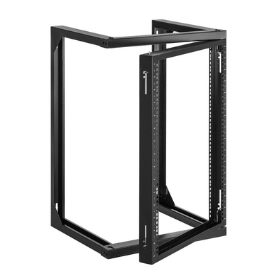 Rack διακομιστή VEVOR 15U για τοποθέτηση σε τοίχο, μέγιστη χωρητικότητα φορτίου 68,04 kg, Rack δικτύου ανοιχτού πλαισίου με περιστρεφόμενη πόρτα 180 μοιρών, από ανθρακούχο χάλυβα, ιδανικό για εξοπλισμό δικτύου IT και συσκευές AV, διακομιστής υπολογιστή, μαύρο