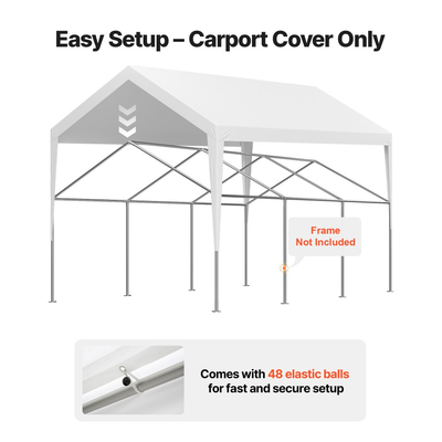 Ανταλλακτικό στέγαστρο VEVOR, μουσαμάς οροφής σκηνής γκαράζ 3,6 x 6 m, ανθεκτικός στην υπεριώδη ακτινοβολία και αδιάβροχος μουσαμάς στεγάστρου αυτοκινήτου, κάλυμμα θύρας αυτοκινήτου βαρέως τύπου με σφαιρικά καροτσάκια, λευκό, το πλαίσιο δεν περιλαμβάνεται