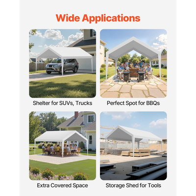 Ανταλλακτικό στέγαστρο VEVOR, μουσαμάς οροφής σκηνής γκαράζ 3,6 x 6 m, ανθεκτικός στην υπεριώδη ακτινοβολία και αδιάβροχος μουσαμάς στεγάστρου αυτοκινήτου, κάλυμμα θύρας αυτοκινήτου βαρέως τύπου με σφαιρικά καροτσάκια, λευκό, το πλαίσιο δεν περιλαμβάνεται