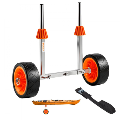 Καρότσι καγιάκ VEVOR, Χωρητικότητα φορτίου 113,4 kg, Τροχήλατο καρότσι κανό με συμπαγή ελαστικά 19,1 cm και βάση στήριξης, Συναρμολογείται και αποσυναρμολογείται σε δευτερόλεπτα, Τροχήλατο καρότσι σανίδας για καγιάκ, κανό, σανίδες κωπηλασίας