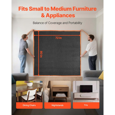 Κουβέρτες Μετακόμισης VEVOR 6 τεμάχια, 2032 x 1829 mm (15,9 kg/dz) Μεγάλες Κουβέρτες Συσκευασίας με Γέμισμα από Βαμβάκι, Βαρέως Τύπου Κουβέρτα Μετακόμισης από Μη Υφαντό Ύφασμα για Αποστολή, Τύλιγμα, Προστασία Επίπλων