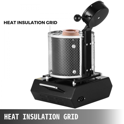 Ψηφιακός ηλεκτρικός φούρνος τήξης χρυσού VEVOR, 1350W, μέγιστη θερμοκρασία 1150℃, με κεραμικό χωνευτήριο 1 kg, για χύτευση, ραφινάρισμα πολύτιμων μετάλλων, τήξη χρυσού, ασημιού, αλουμινίου