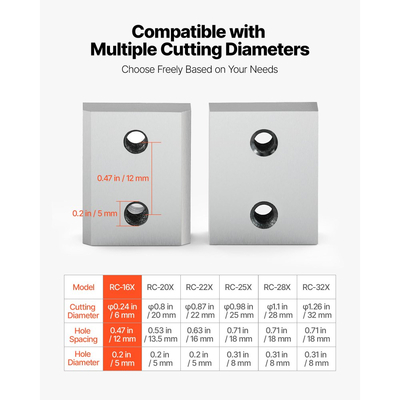 Λεπίδες κοπής οπλισμού VEVOR, 6 τεμάχια ανταλλακτικές λεπίδες σιαγόνων για ηλεκτρικό κόφτη οπλισμού 5/8 ιντσών 16 mm #5, διπλής όψης, χάλυβας υψηλής σκληρότητας CR12MOV, γρήγορης απόδοσης με βίδες και ροδέλα ελατηρίου, ασημί