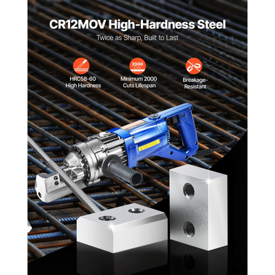 Λεπίδες κοπής οπλισμού VEVOR, 6 τεμάχια ανταλλακτικές λεπίδες σιαγόνων για ηλεκτρικό κόφτη οπλισμού 1 ίντσας 25mm #8, διπλής όψης, χάλυβας υψηλής σκληρότητας CR12MOV, γρήγορης απόδοσης με βίδες και ροδέλα ελατηρίου, ασημί