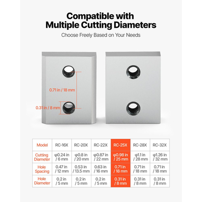 Λεπίδες κοπής οπλισμού VEVOR, 6 τεμάχια ανταλλακτικές λεπίδες σιαγόνων για ηλεκτρικό κόφτη οπλισμού 1 ίντσας 25mm #8, διπλής όψης, χάλυβας υψηλής σκληρότητας CR12MOV, γρήγορης απόδοσης με βίδες και ροδέλα ελατηρίου, ασημί