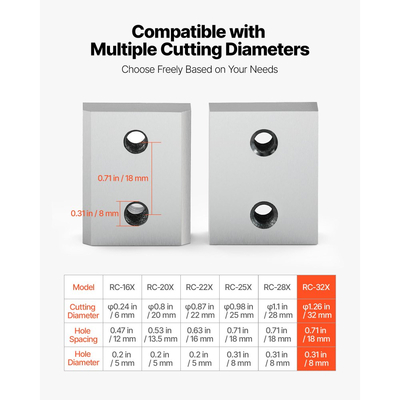 Λεπίδες κοπής οπλισμού VEVOR, 6 τεμάχια ανταλλακτικές λεπίδες σιαγόνων για ηλεκτρικό κόφτη οπλισμού 1-1/4 ίντσας 32mm #10, διπλής όψης, χάλυβας υψηλής σκληρότητας CR12MOV, γρήγορης απόδοσης με βίδες και ροδέλα ελατηρίου