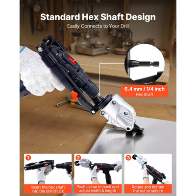 Εξάρτημα τρυπανιού κοπής/κοπής μετάλλων VEVOR, Κόφτης λαμαρίνας με περιστρεφόμενη κεφαλή 360 μοιρών, αιχμηρές λεπίδες, ιδανικό για γαλβανισμένο χάλυβα 1,22 mm, ανοξείδωτο χάλυβα 1 mm, πλάκα αλουμινίου, πλαστικό, χαρτόνι