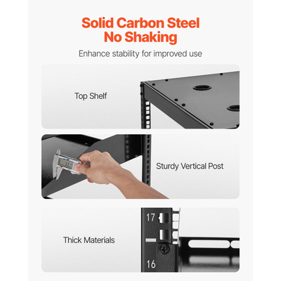 Rack δικτύου VEVOR 20U ανοιχτού πλαισίου, βάθους 585 mm, επιτοίχιο ή επιδαπέδιο, βαρέως τύπου 4 θέσεων, με αεριζόμενα ράφια και υλικό στήριξης, χωράει όλο τον εξοπλισμό δικτύωσης IT και τον εξοπλισμό AV.