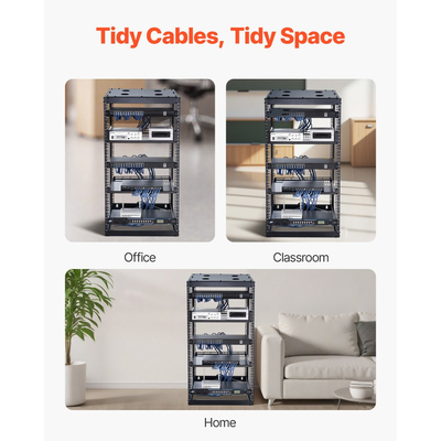 Rack δικτύου VEVOR 20U ανοιχτού πλαισίου, βάθους 585 mm, επιτοίχιο ή επιδαπέδιο, βαρέως τύπου 4 θέσεων, με αεριζόμενα ράφια και υλικό στήριξης, χωράει όλο τον εξοπλισμό δικτύωσης IT και τον εξοπλισμό AV.