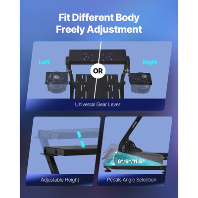 Βάση τιμονιού VEVOR Racing, ρυθμιζόμενη και πτυσσόμενη βάση προσομοίωσης για Logitech G29 G27 G920 G923, Thrustmaster T300RS T300GT T248 TS-PC TSXW Gaming Cockpit, ΔΕΝ περιλαμβάνονται προσομοιωτές πεταλιών