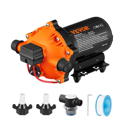 Αντλία διαφράγματος νερού VEVOR, 12V DC, ροή 5,5 GPM, ονομαστική πίεση 70 PSI (ρυθμιζόμενη 40-100 PSI), αντλία ψεκασμού αυτόματης αναρρόφησης 1/2" MNPT με διακόπτη πίεσης για γκαζόν RV Camper Marine Boat, πιστοποιημένη από την FCC