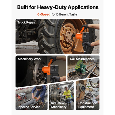 Κλειδί αέρος VEVOR 1 ίντσας, πιστόλι αέρος διπλού σφυριού, αντίστροφη ροπή έως 1626N.m, πνευματικό κλειδί 6 ταχυτήτων 4600RPM για επισκευές και συντήρηση βαρέων αυτοκινήτων