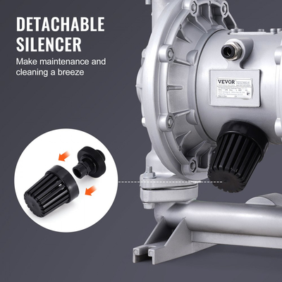 Αεροκίνητη αντλία διπλού διαφράγματος VEVOR, 44GPM, μέγιστη 115PSI, πνευματική αντλία μεταφοράς απόβλητων ελαίων με 2 επιπλέον διαφράγματα, είσοδο και έξοδο 3,8cm, διαφραγματική αντλία από κράμα αλουμινίου για γράσο ντίζελ