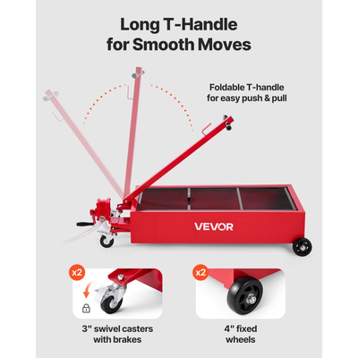 Δοχείο αποστράγγισης λαδιού χαμηλού προφίλ VEVOR, χωρητικότητας 75,7 L, περιστρεφόμενο δοχείο αποστράγγισης λαδιού με χειροκίνητη αντλία, σωλήνας 2,2 m και πτυσσόμενη λαβή T, στεγανό και ανθεκτικό στη διάβρωση, κατάλληλο για αυτοκίνητα, SUV, φορτηγά, ATV, κόκκινο