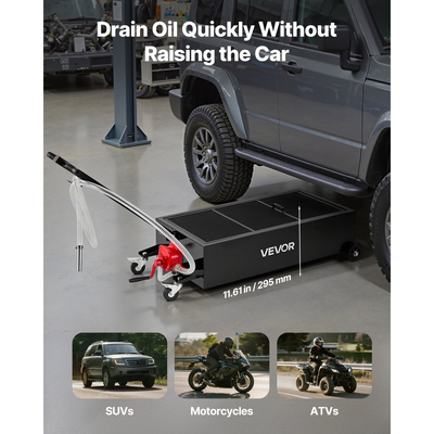 Δοχείο αποστράγγισης λαδιού χαμηλού προφίλ VEVOR, χωρητικότητας 94,6 L, περιστρεφόμενο δοχείο αποστράγγισης λαδιού με χειροκίνητη αντλία, σωλήνας 2,2 m και πτυσσόμενη λαβή T, στεγανό και ανθεκτικό στη διάβρωση, κατάλληλο για αυτοκίνητα, SUV, φορτηγά, ATV, μαύρο