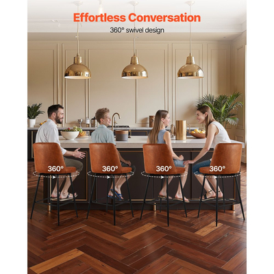 Σετ 2 σκαμπό μπαρ VEVOR, σκαμπό μπαρ με περιστρεφόμενο ύψος πάγκου 69cm, μοντέρνο σκαμπό μπαρ από δέρμα PU με πλάτη και μεταλλικά πόδια, καρέκλα μπαρ χωρίς μπράτσα, σκαμπό μπαρ νησίδας για κουζίνα, τραπεζαρία, καφέ