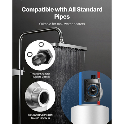 Αντλία ανακυκλοφορίας ζεστού νερού VEVOR, με χρονοδιακόπτη, κιτ αντλίας άμεσης ανακυκλοφορίας 38 LPM, σύστημα κυκλοφορητή, 100W AC 220-240V, σύνδεσμος G3/4 σε G1/2 in, για λέβητα, ηλιακό θερμοσίφωνα