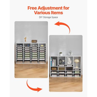 Οργανωτής Λογοτεχνίας VEVOR, Γραμματοκιβώτιο Γραφείου 36 Διαμερισμάτων με Ρυθμιζόμενα Ράφια, Ξύλινος Ταξινομητής Γραμματοκιβωτίων από Ινοσανίδα Μέσης Πυκνότητας, Αποθήκευση για Αρχεία, Έγγραφα, Χαρτιά, Λευκό