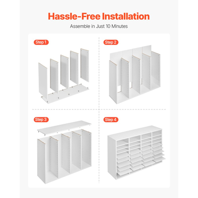 Οργανωτής Λογοτεχνίας VEVOR, Γραμματοκιβώτιο Γραφείου 36 Διαμερισμάτων με Ρυθμιζόμενα Ράφια, Ξύλινος Ταξινομητής Γραμματοκιβωτίων από Ινοσανίδα Μέσης Πυκνότητας, Αποθήκευση για Αρχεία, Έγγραφα, Χαρτιά, Λευκό